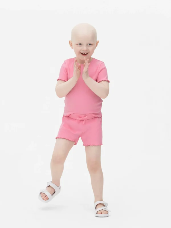 T-shirt Côtelé à Finition Festonnée à Coordonner