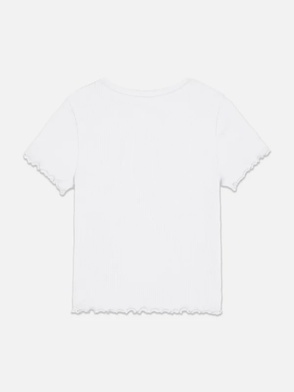 T-shirt Côtelé à Finition Festonnée à Coordonner