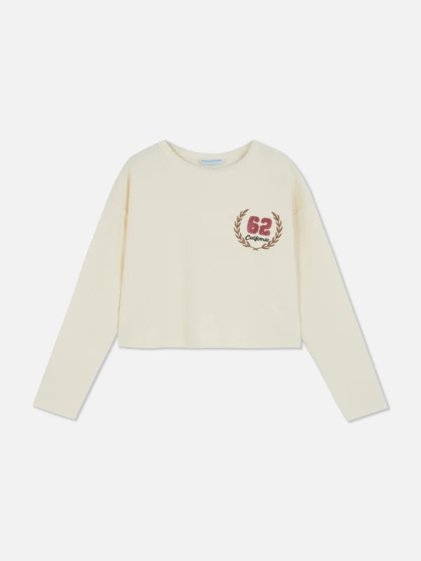 T-shirt Côtelé à Manches Longues