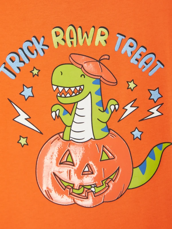 T-shirt D’Halloween à Manches Longues Et Imprimé Dinosaure
