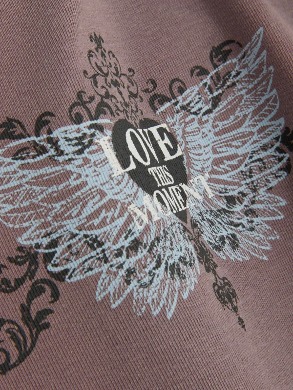 T-shirt Effet Délavé à Imprimé Papillons