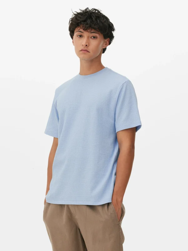 T-shirt Gaufré à Col Ras-du-cou