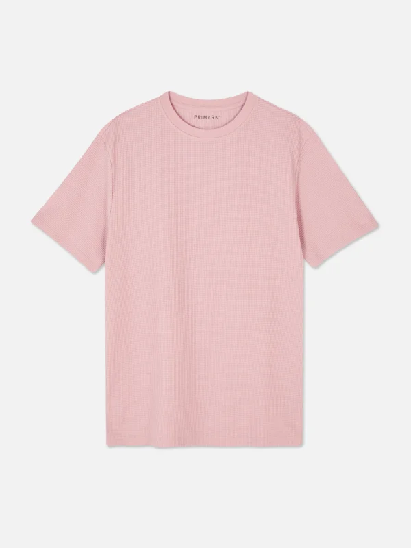 T-shirt Gaufré à Col Ras-du-cou