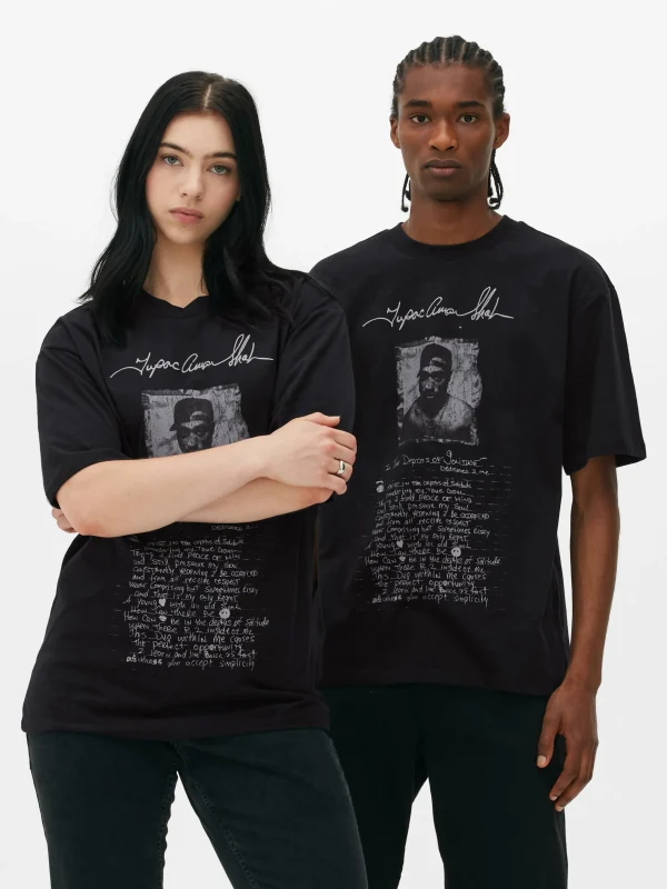 T-shirt Graphique Avec Inscription Tupac