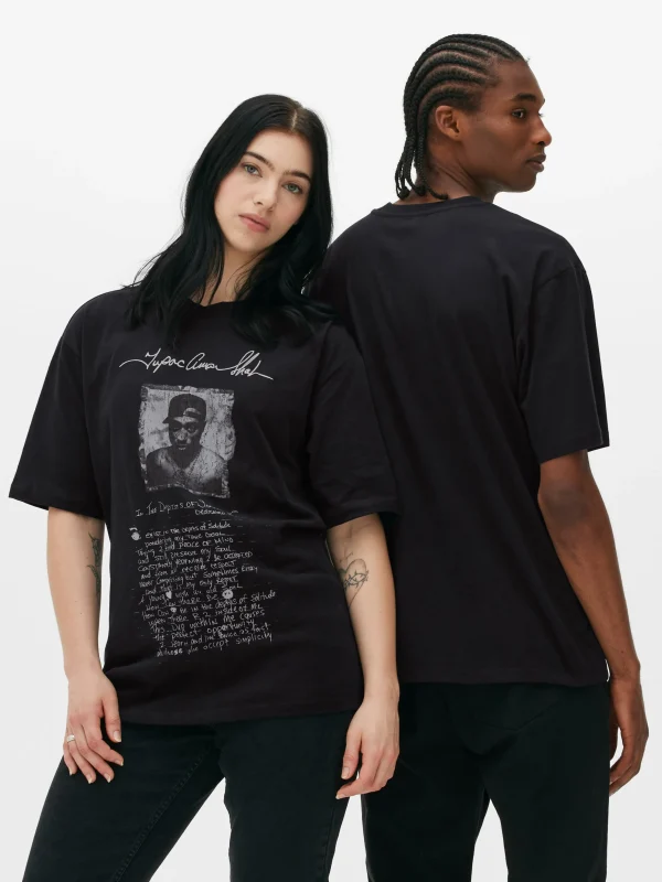 T-shirt Graphique Avec Inscription Tupac