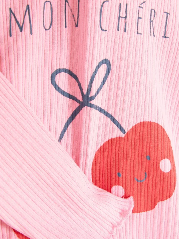 T-shirt Imprimé à Ourlet Ondulé