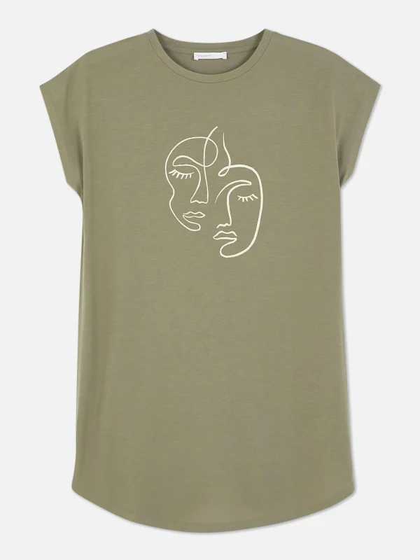 T-shirt Long à Col Ras-du-cou