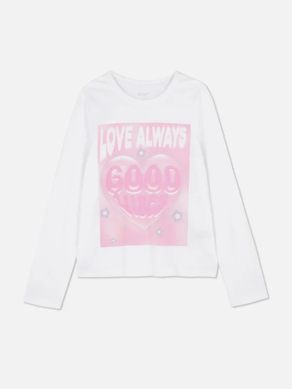 T-shirt Manches Longues à Imprimé Sur Le Buste