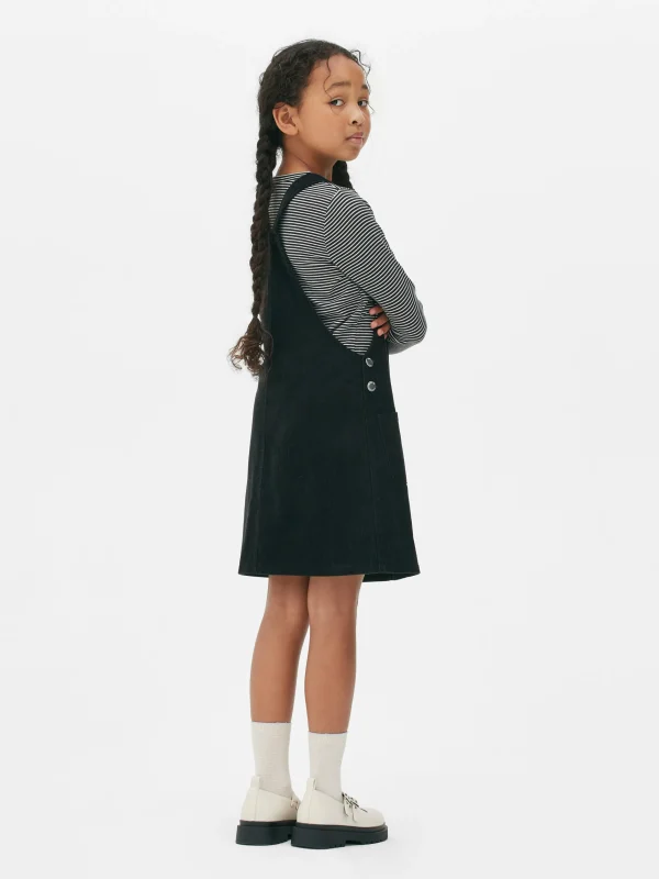 T-shirt Rayé à Manches Longues Et Robe Chasuble