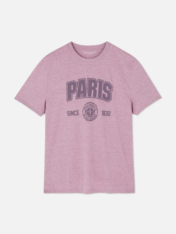 T-shirt Style Universitaire à Manches Courtes Paris