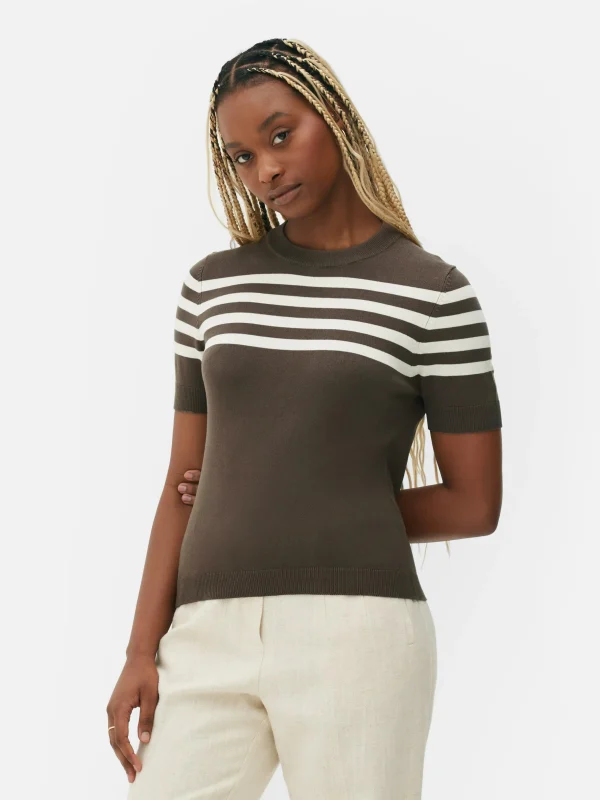 T-shirt Tricoté à Manches Courtes