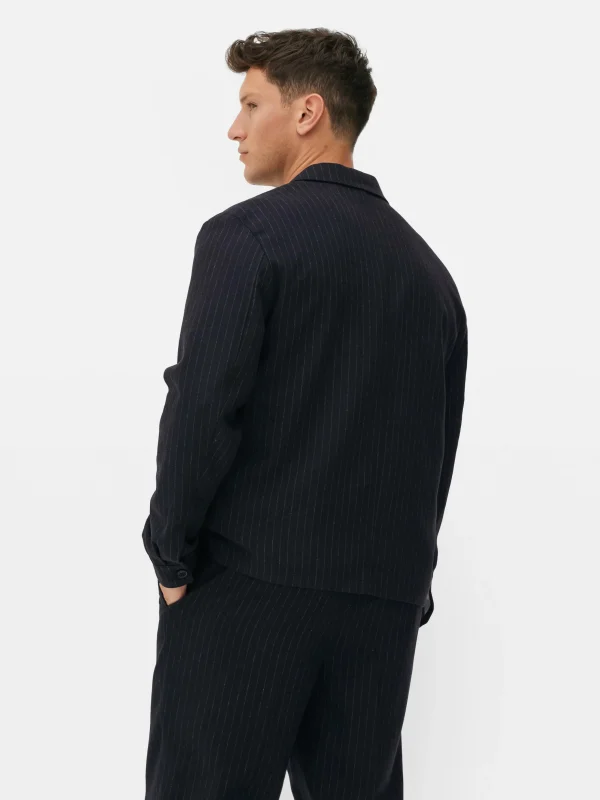 Veste Boutonnée à Rayures Fines Kem