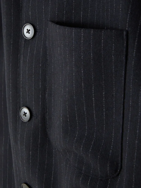 Veste Boutonnée à Rayures Fines Kem