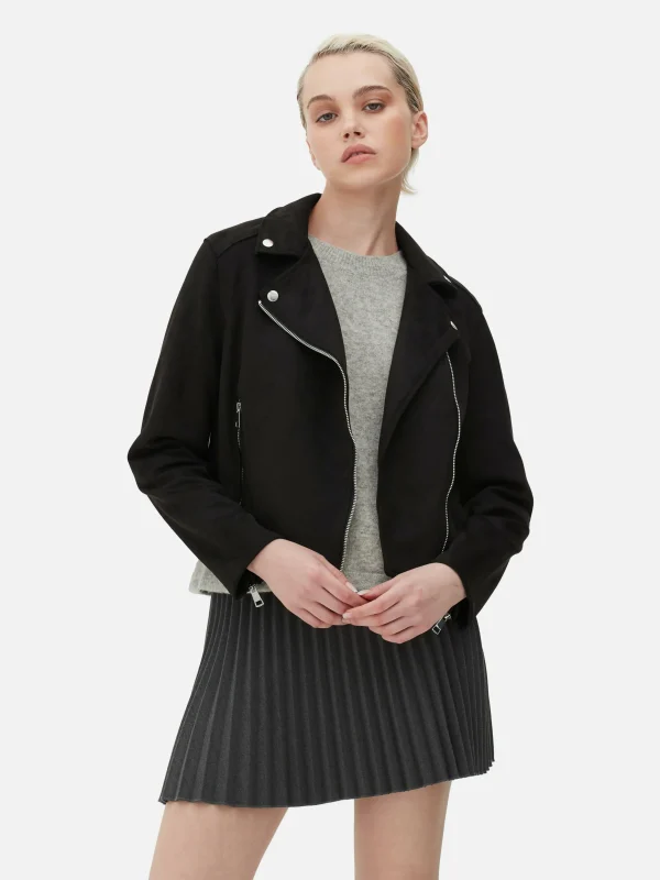 Veste De Motard Imitation Daim