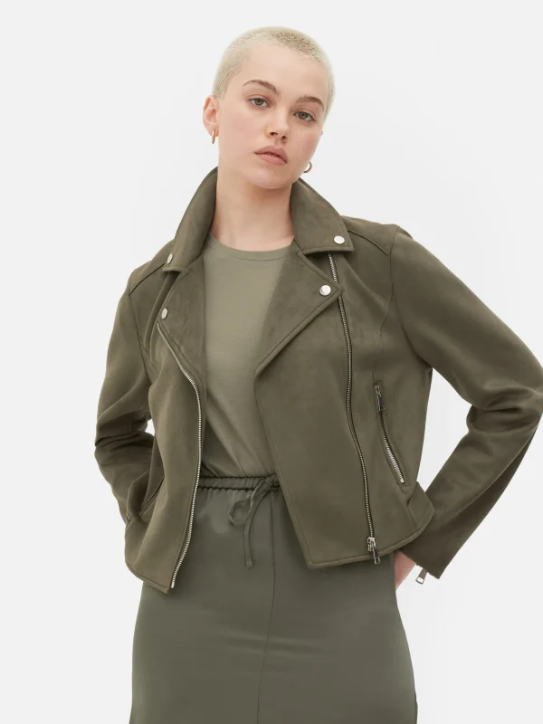 Veste De Motard Imitation Daim