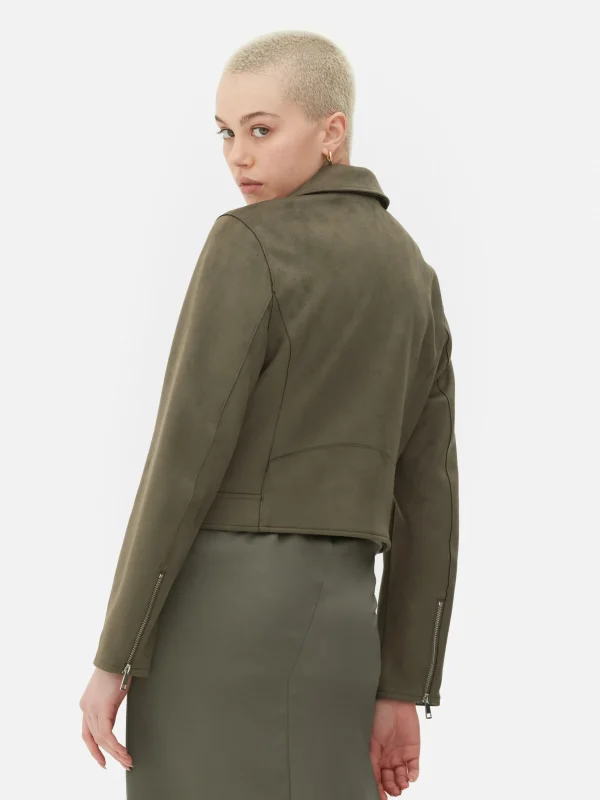 Veste De Motard Imitation Daim