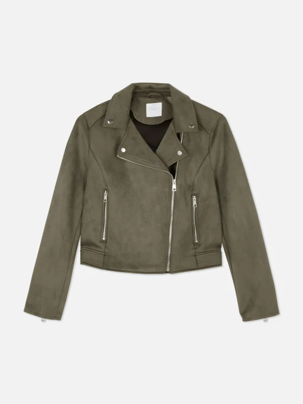 Veste De Motard Imitation Daim