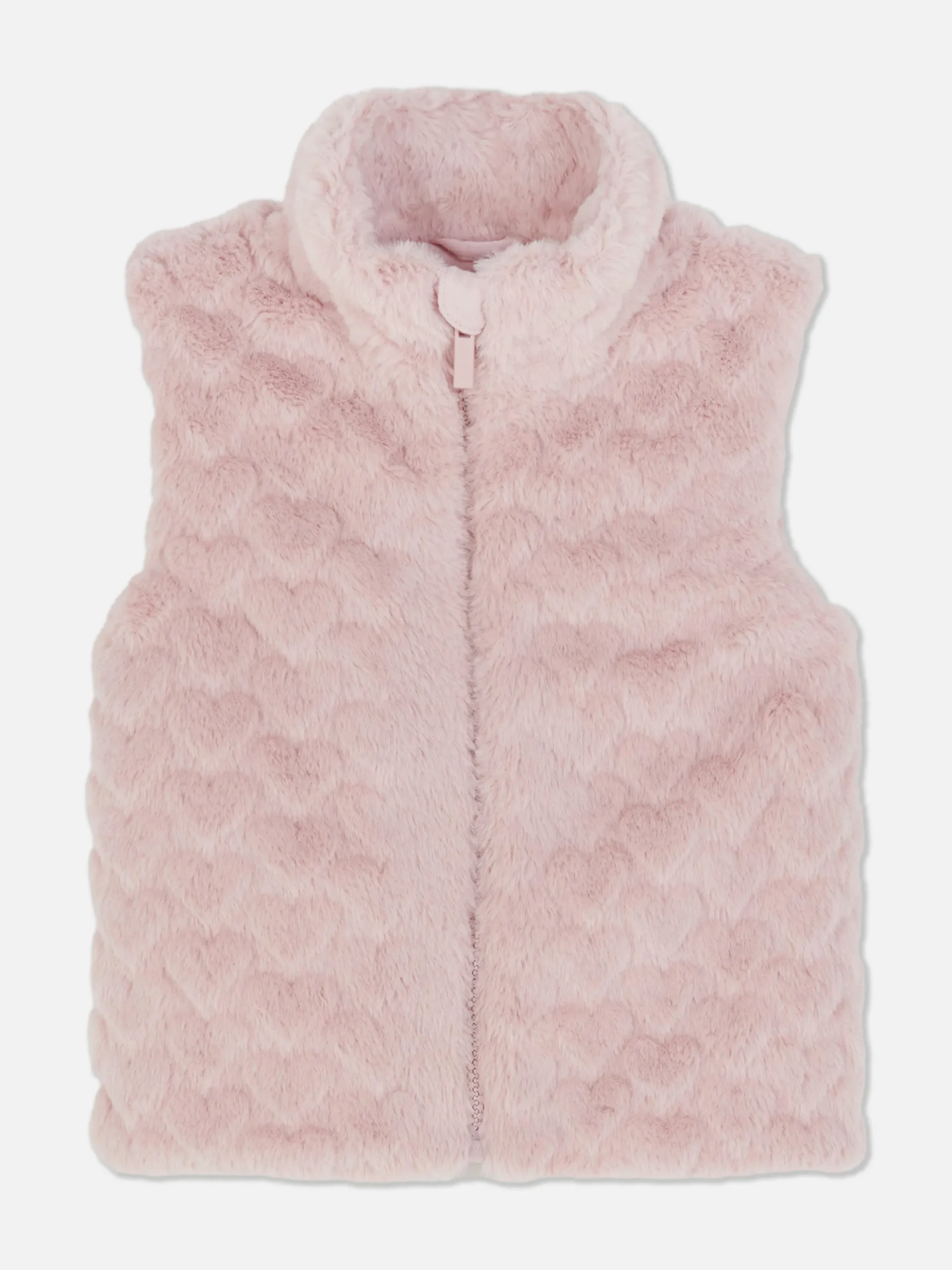 veste_sans_manche_en_faus_2.webp Veste Sans Manche En Fausse Fourrure Texturée à Cœurs