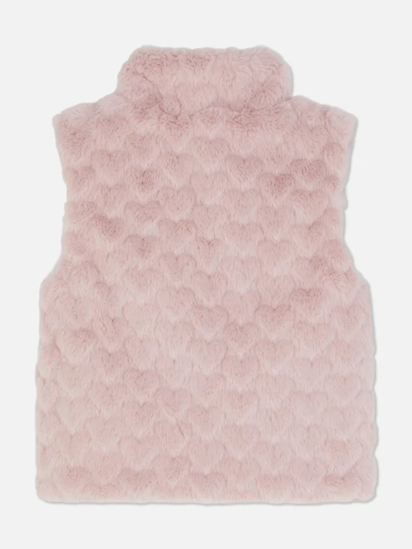 Veste Sans Manche En Fausse Fourrure Texturée à Cœurs