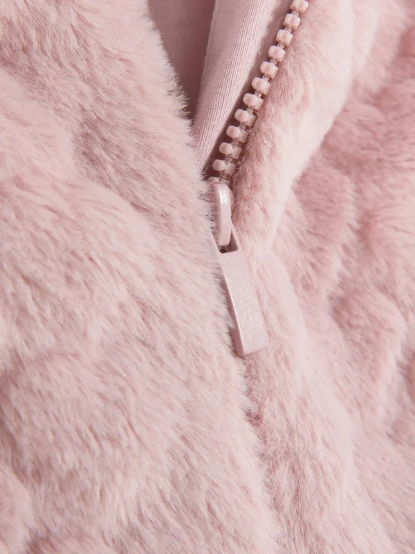 Veste Sans Manche En Fausse Fourrure Texturée à Cœurs