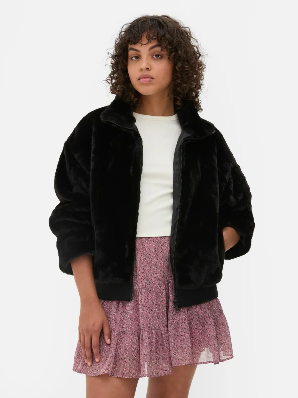 Veste Zippée En Fausse Fourrure