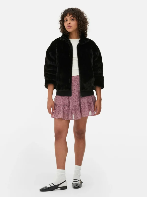 Veste Zippée En Fausse Fourrure